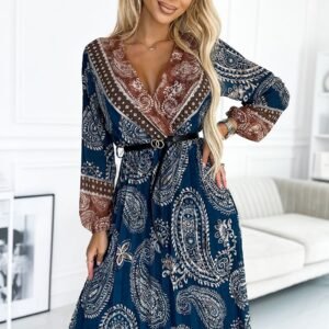 Sukienka Model 510-1 Blue/Brown Wzór - Numoco