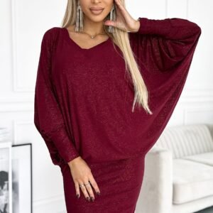 Sukienka Model 402-4 Bordo Brokat - Numoco