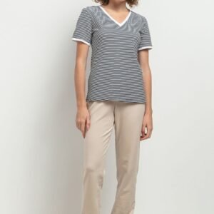 Bluzka Model T394/11 White/Black Paski - Tessita