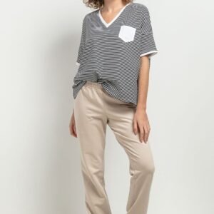 Bluzka Model T393/11 White/Black Paski - Tessita