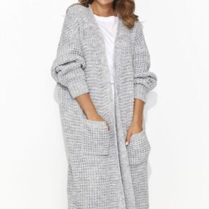 Sweter Kardigan Model NU_S99 Grey Melange - Numinou