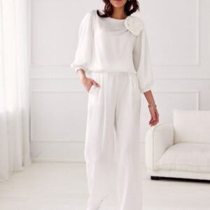 Spodnie Damskie Model Elsa EKR SPD0034 Ecru - Roco Fashion