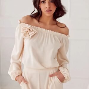 Bluzka model Rosie BEJ BLU0180 Light Beige - Roco Fashion