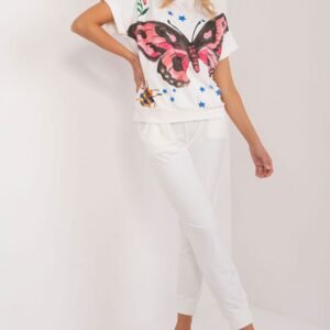 Spodnie Komplet Model DHJ-KMPL-8899.17 Ecru - Rue Paris