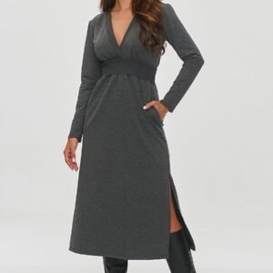 Sukienka Model M844 Grafit Melange - Makadamia