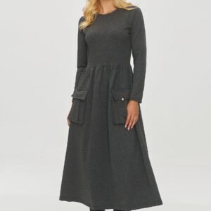 Sukienka Model M843 Grafit Melange - Makadamia