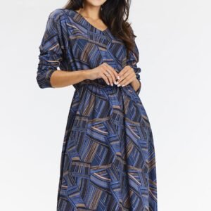 Sukienka Model A666 Navy/Brown Pattern - awama