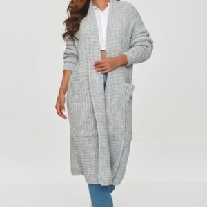 Sweter Kardigan Model S153 Grey Melange - Makadamia