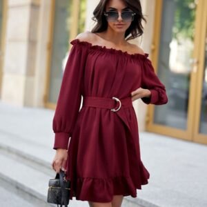 Sukienka Model Chiara BOR SUK0499 Bordo - Roco Fashion