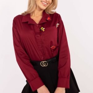 Koszula Damska Model DHJ-KS-9230.75P Bordo - Italy Moda