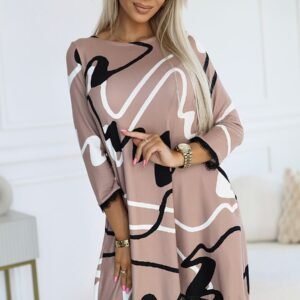 Sukienka Model 577-1 Beige/Black/White - Numoco