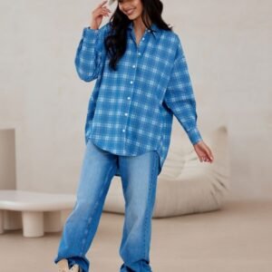 Koszula Damska Model Olly BLU0198-A29 Blue - Roco Fashion