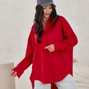 Koszula Damska Model Carolina CZE BLU0155 Red - Roco Fashion