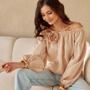 Bluzka Model Monaco BEZ BLU0206 Beige - Roco Fashion