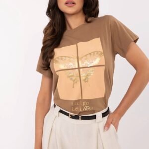Tshirt Damski Model CLM-TS-1704.85 Light Brown - Factory Price