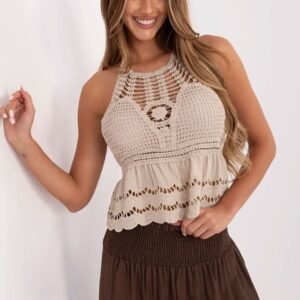 Koszulka Top Model MI-TP-88506.87 Beige - Italy Moda