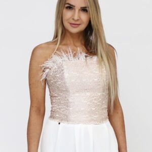 Koszulka Gorset Model Lila Beige Gipiura - Jersa