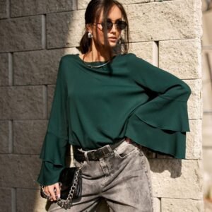 Bluzka Model Camila BUT BLU0218 Bottle Green - Roco Fashion