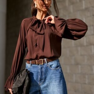 Bluzka Model Isabel CBR BLU0217 Dark Brown - Roco Fashion