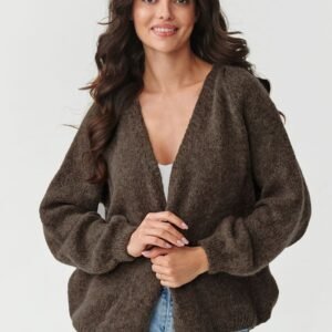Sweter Kardigan Model S170 Ziemisty Brąż - Makadamia