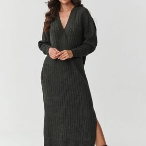 Sukienka Model S161 Grafit Melange - Makadamia