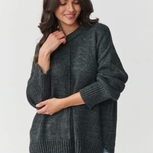 Sweter Damski Model S159 Grafit Melange - Makadamia