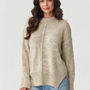 Sweter Damski Model S159 Beige Melange - Makadamia
