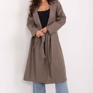 Płaszcz Damski Model IT-PL-A8393.81 Dark Beige - Rue Paris
