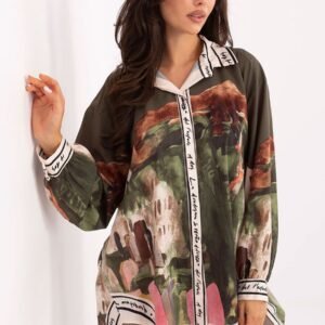 Koszula Damska Model IT-KS-18729.12 Khaki - Rue Paris