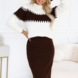 Spódnica Komplet Model 571-2 Czekolada - Numoco