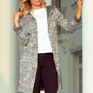 Sweter Kardigan Model 218-1 Wzór Black/White/Grey - Numoco