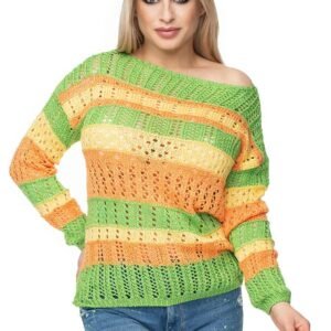 Sweter Damski Model 30060 Green/Orange - PeeKaBoo