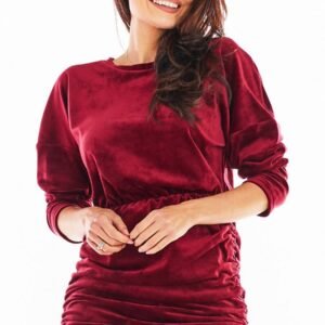 Sukienka Model A405 Welur Bordo - awama