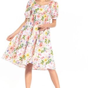 Sukienka Model T344/2 Wielokolorowe Kwiaty - Tessita