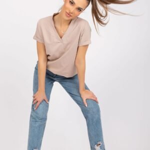 T-shirt Damski Model RV-TS-7666.19 Beige - BFG