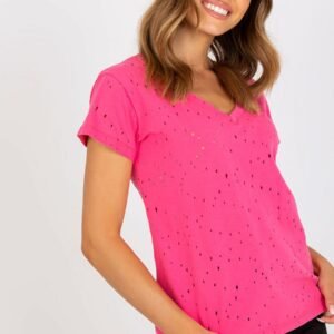 T-shirt Damski Model FA-TS-6967.77P Dark Pink - Fancy