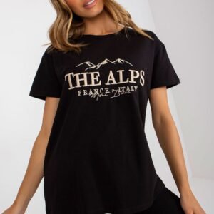 T-shirt Damski Model FA-TS-7720.43P Black/Beige - Fancy
