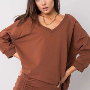 Bluza Damska Model RV-BL-5676.09 Dark Brown - Rue Paris
