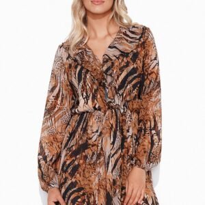 Sukienka Model M763 Szyfon 38 - Makadamia