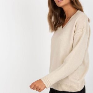 Sweter Damski Model LC-SW-0332.17 Beige - Rue Paris