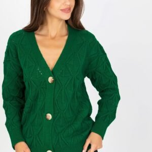 Sweter Kardigan Model LC-SW-8035.06X Dark Green - Rue Paris