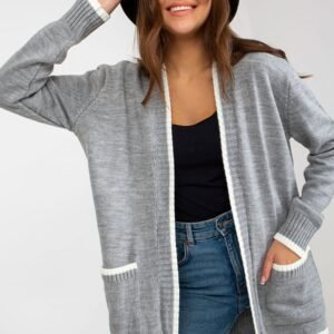 Sweter Kardigan Model LC-SW-0340.42P Grey - Rue Paris