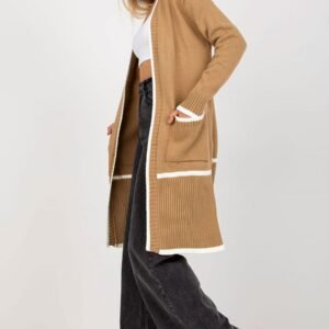 Sweter Kardigan Model LC-SW-0340.42P Dark Beige - Rue Paris