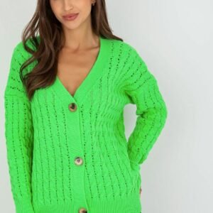 Sweter Kardigan Model LC-SW-8036.74P Fluo Green - Rue Paris