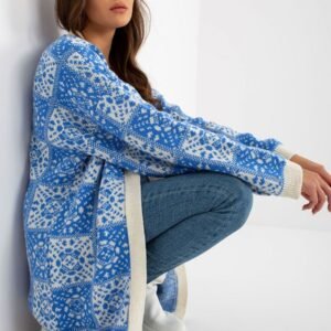 Sweter Kardigan Model LC-SW-0301.45P White/Blue - Rue Paris