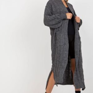 Sweter Kardigan Model LC-SW-8032.34P Dark Grey - Rue Paris