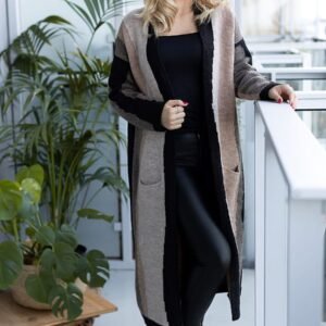 Sweter Kardigan Model 30087 Black/Cappuccino - PeeKaBoo Hurtownia odzieży on-line, moda damska, bielizna i obuwie dla kobiet - Matterhorn.pl