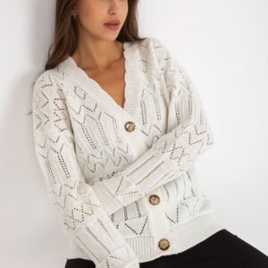 Sweter Damski Model LC-SW-8022.04P Ecru - Rue Paris