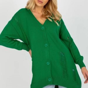Sweter Kardigan Model LC-SW-8042.12X Green - Rue Paris