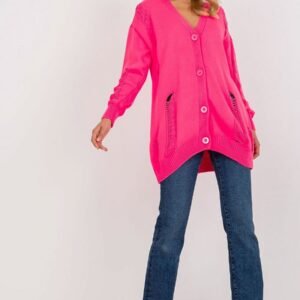 Sweter Kardigan Model LC-SW-8042.69 Fluo Pink - Rue Paris